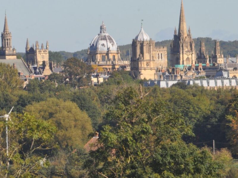 View of Oxford with trees in the foreground